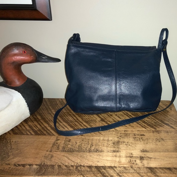 Leather Bugatti crossbody bag in Navy - Picture 2 of 5